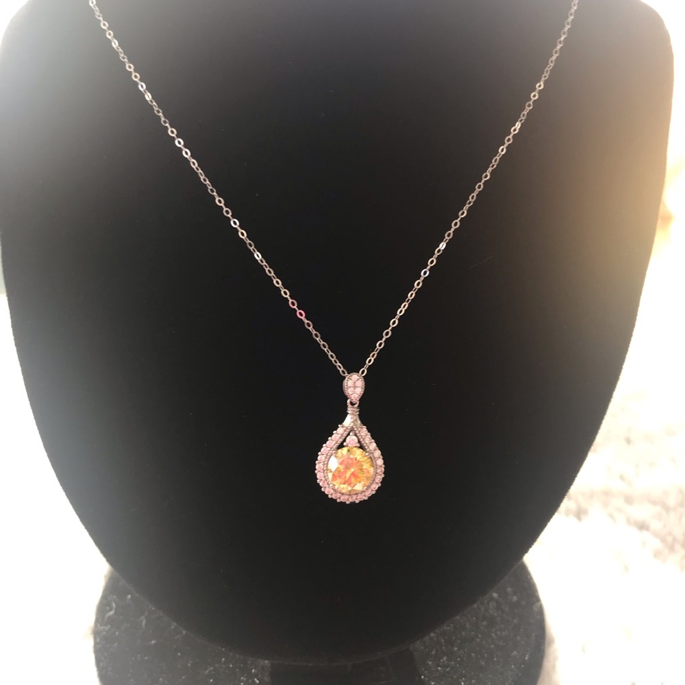 Year-End Sale! Canary Yellow Moissanite Sterling Silver Necklace certified